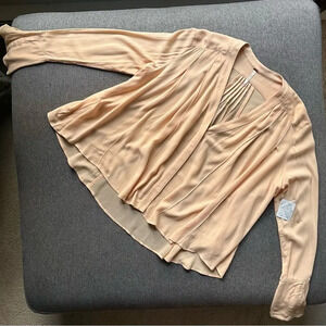 Free People Button Down V Neck Bell Sleeve Top XS NWT